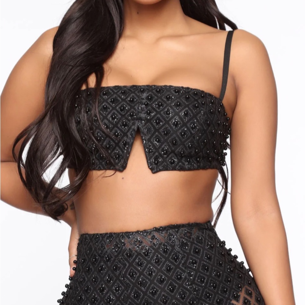 BEADED BLACK 2 PIECE PANTSET🖤